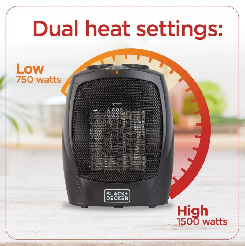 BLACK+DECKER Personal Ceramic Indoor Heater Black