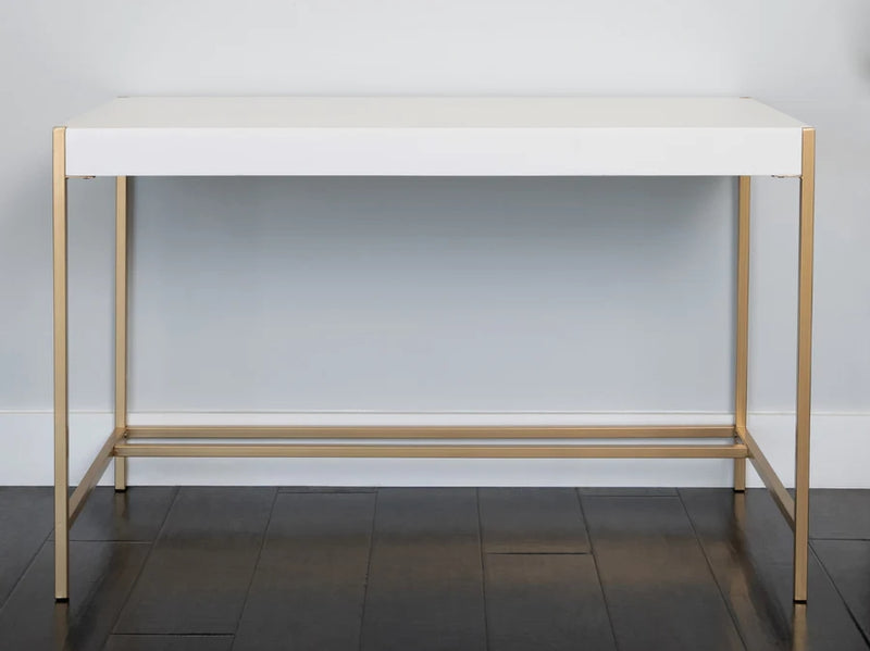 46" Fluted Drawer Writing Desk - English Oak/Solid White