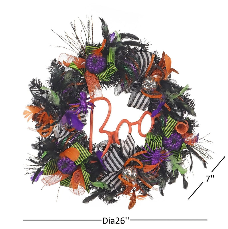 26" Pre-Lit Neon BOO Wreath