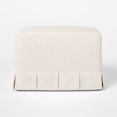 Box Pleat Upholstered Ottoman - Cream