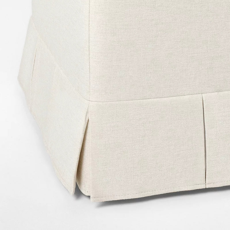Box Pleat Upholstered Ottoman - Cream