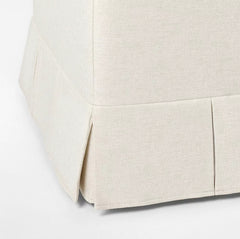 Box Pleat Upholstered Ottoman - Cream