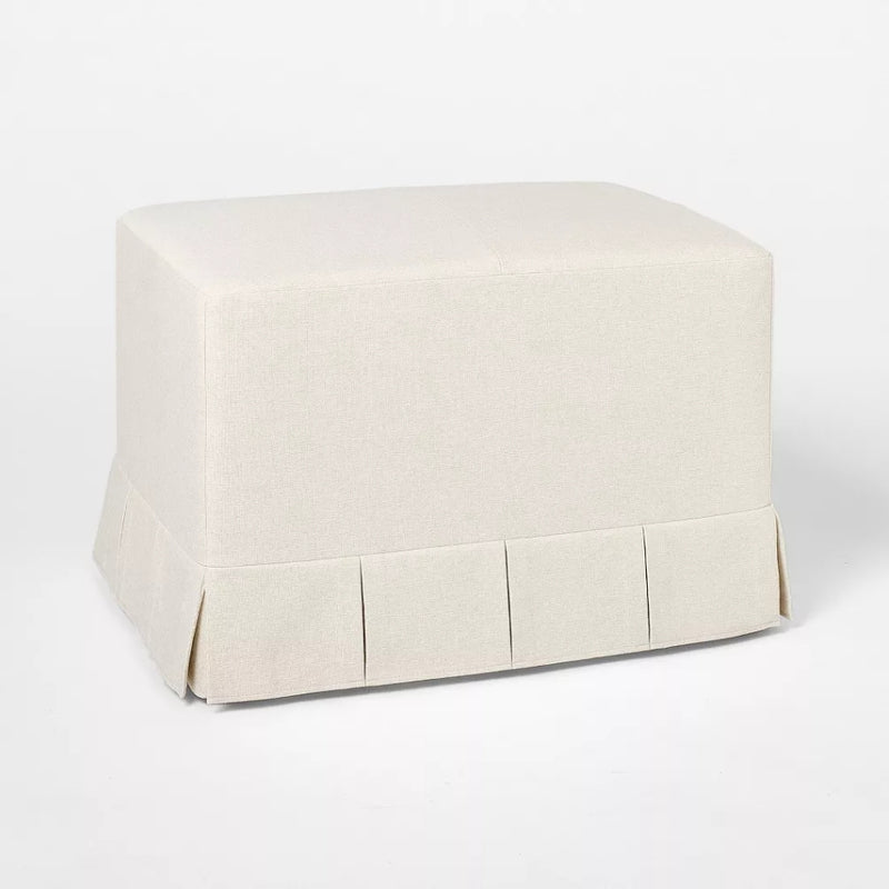 Box Pleat Upholstered Ottoman - Cream