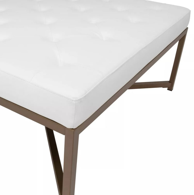 Camber Modern Large Cocktail Tufted Square Ottoman - Bronze/White