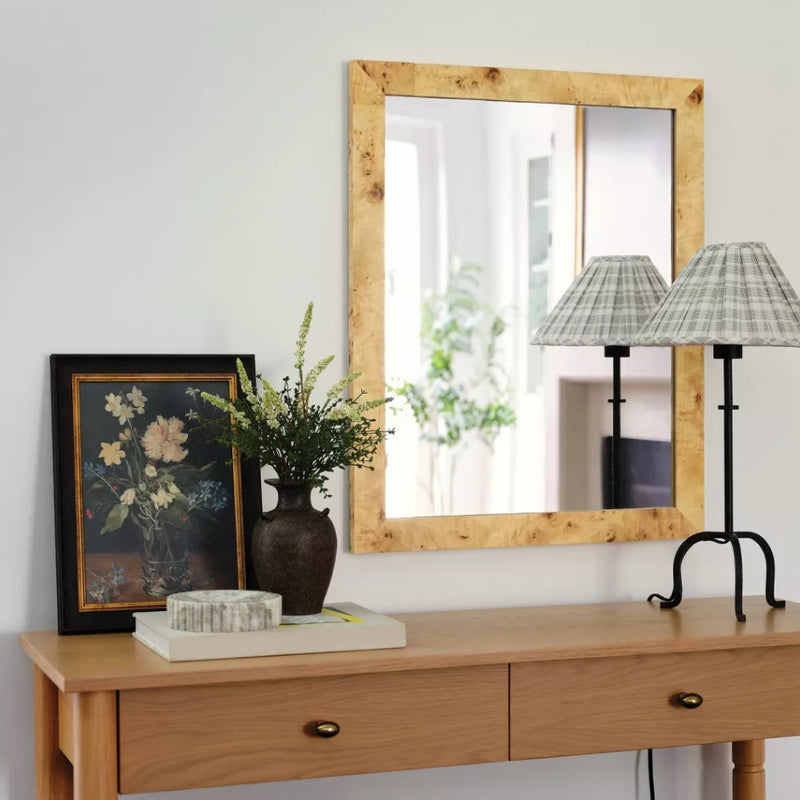 24" x 30" Burl Wood Wall Mirror