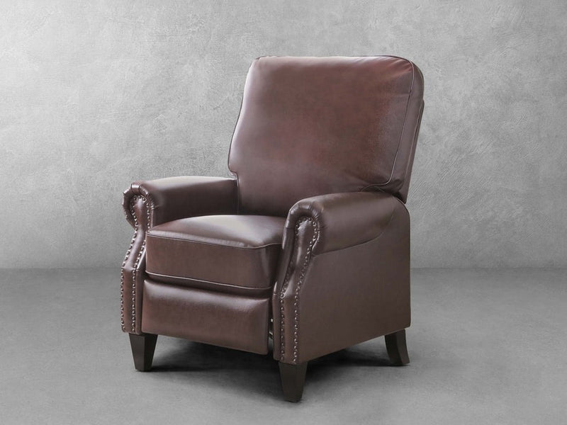 Carla Leather Pushback Recliner - Brown