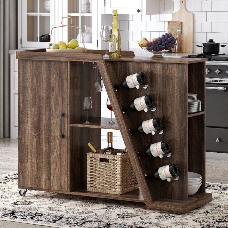 Harper Kitchen Island Cart/Wine Holders - Brown