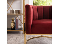 Celine Velvet Accent Chair - Red
