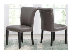 Century Leather Dining Chair - Gray (Set of 2)