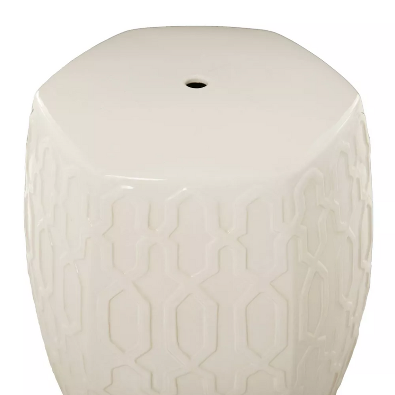 Contemporary Ceramic Geometric Accent Table - Cream