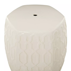 Contemporary Ceramic Geometric Accent Table - Cream