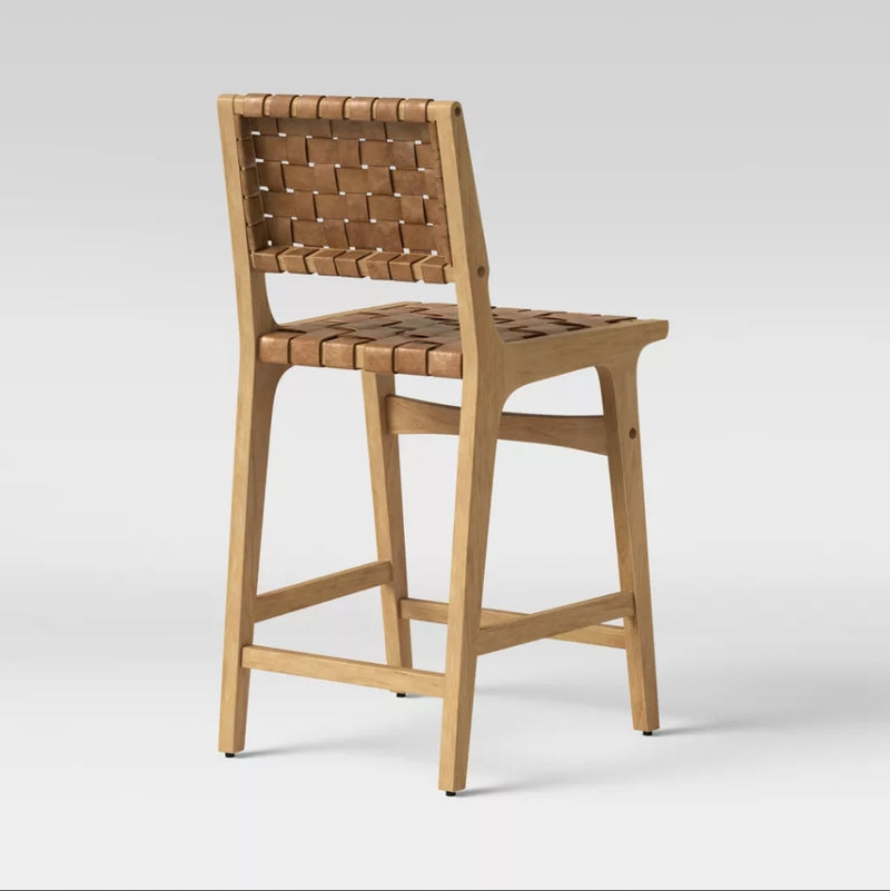 Ceylon Woven Counter Height Barstool - Brown/Natural Wood