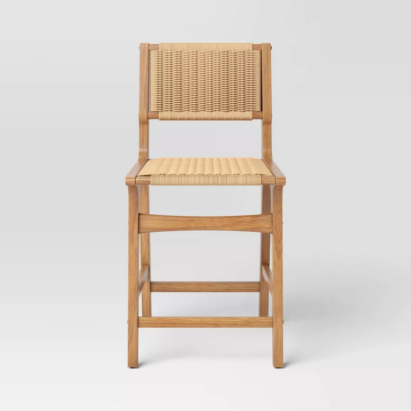 Ceylon Woven Counter Height Barstool - Natural Wood