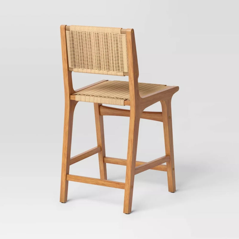 Ceylon Woven Counter Height Barstool - Natural Wood