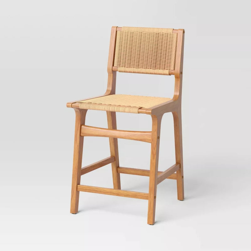 Ceylon Woven Counter Height Barstool - Natural Wood