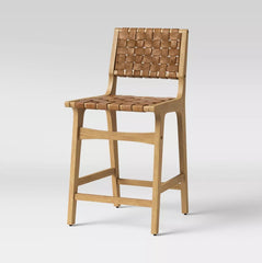 Ceylon Woven Counter Height Barstool - Natural Wood