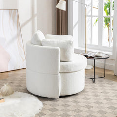 Round Swivel Barrel Armchair - Ivory