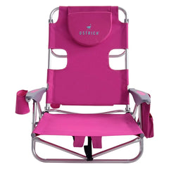 Ostrich Deluxe On Your Back Chair with Cooler Bag - Aluminum - Pink