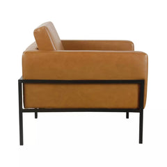 Modern Metal Frame Accent Chair - Caramel Faux Leather