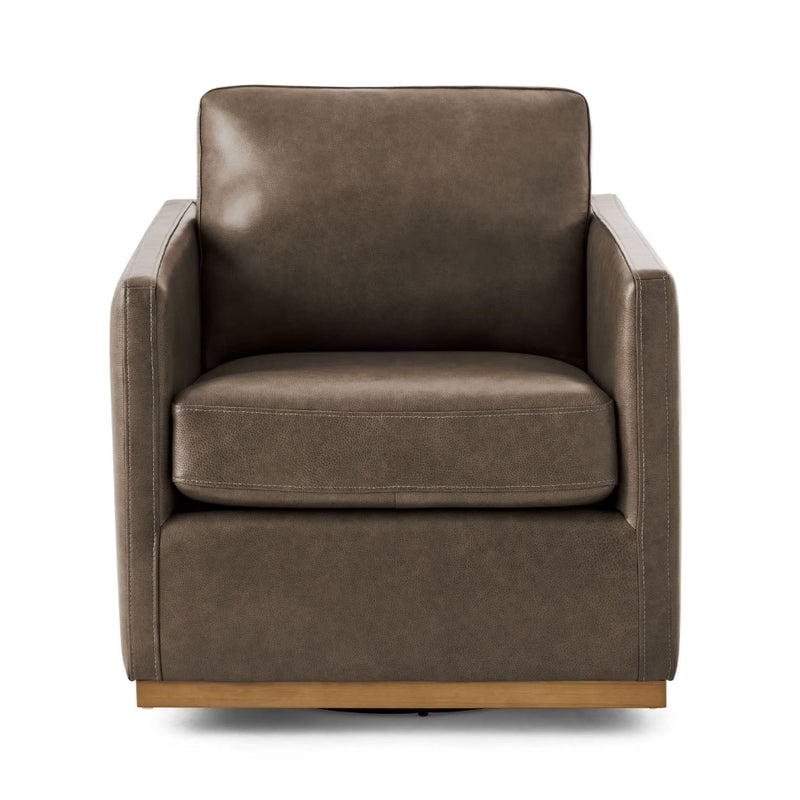 Modern Classic Leather Swivel Chair - Mushroom