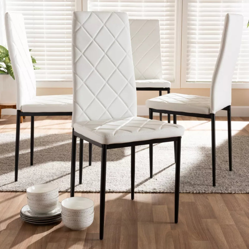 Blaise Modern Faux Leather Upholstered Dining Chairs - White (Set of 4)