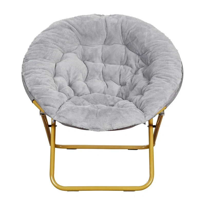 Gwen 35.75" Oversize Portable Faux Fur Folding Saucer Moon Chair