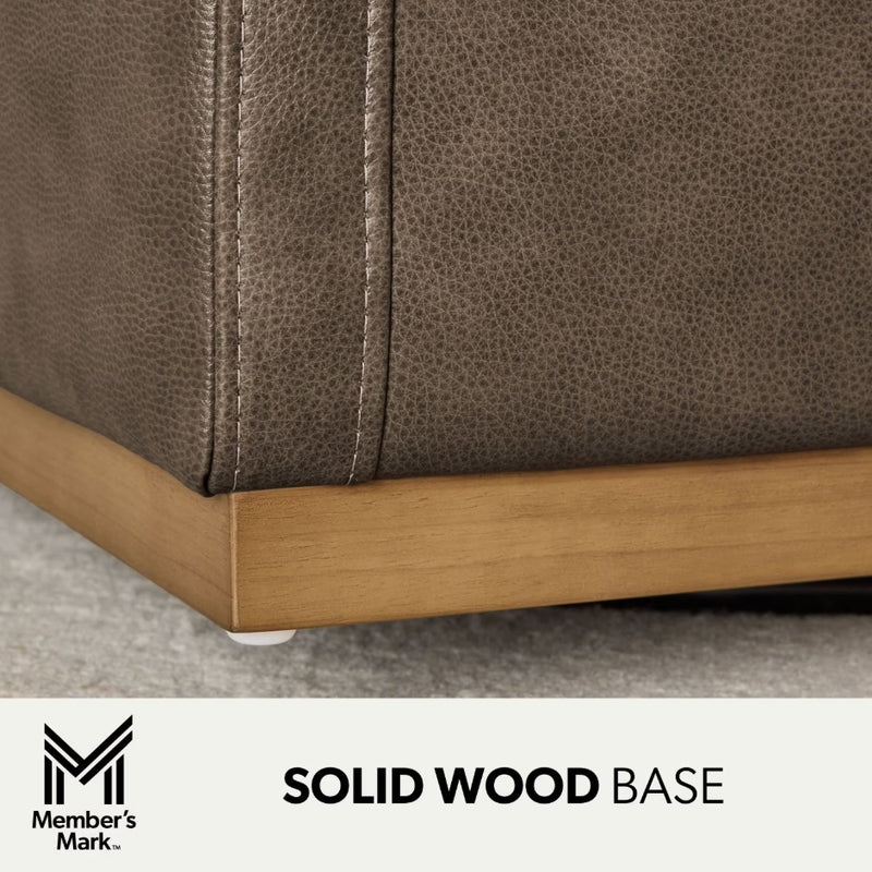 Modern Classic Leather Swivel Chair - Mushroom