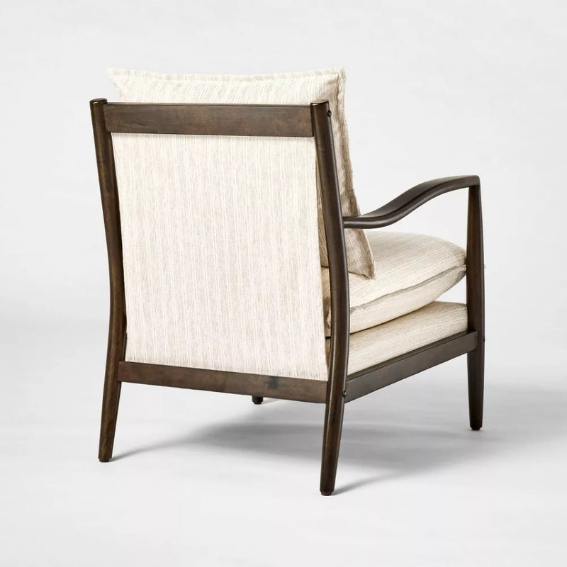 Wood Frame Pillow Top Accent Chair - Cream