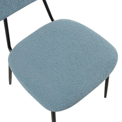 Modern Faux Plush Upholstered Dining Chair - Blue