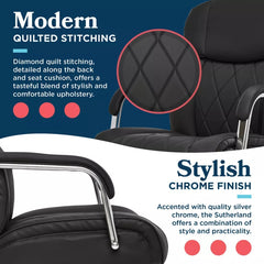 Sutherland Quilted Leather Office Chair with Padded Arms - La-Z-Boy