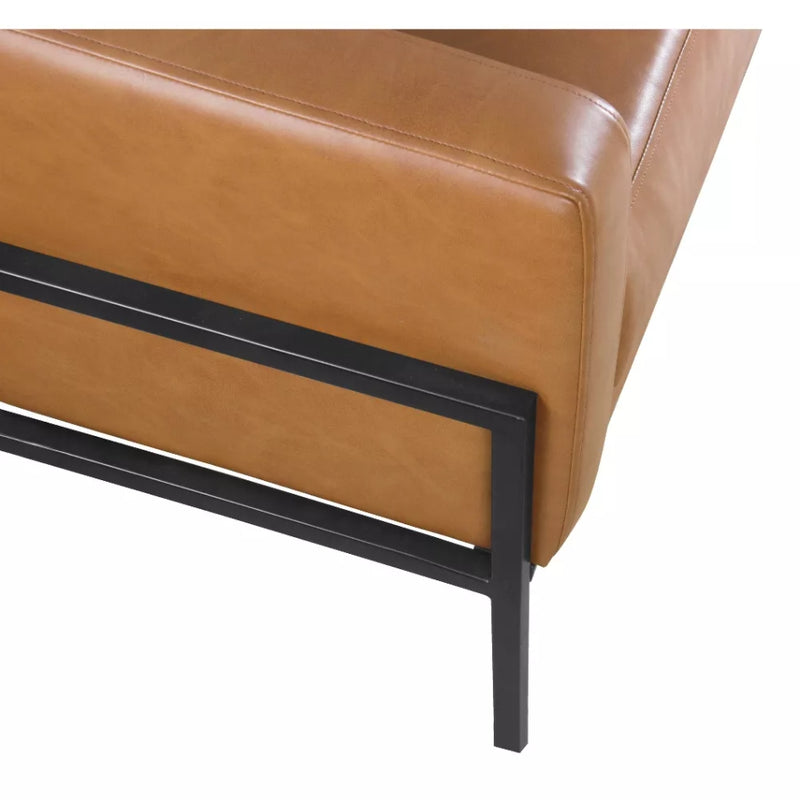 Modern Metal Frame Accent Chair - Caramel Faux Leather