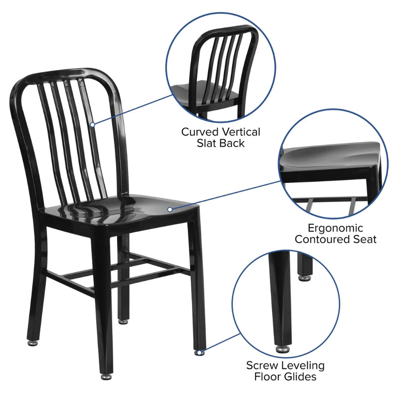 Commercial Grade Metal Indoor-Outdoor Chair - Black