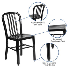 Commercial Grade Metal Indoor-Outdoor Chair - Black