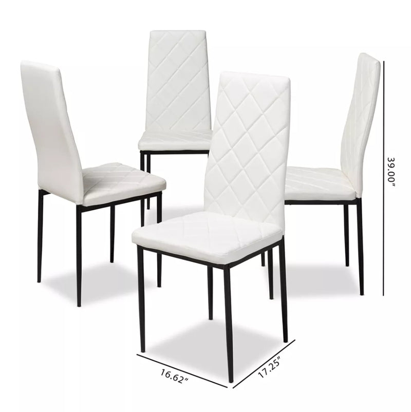 Blaise Modern Faux Leather Upholstered Dining Chairs - White (Set of 4)
