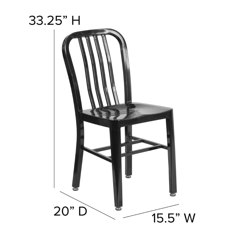 Commercial Grade Metal Indoor-Outdoor Chair - Black