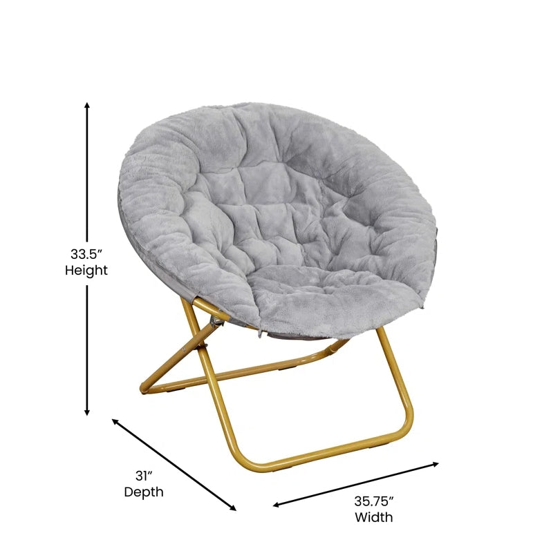 Gwen 35.75" Oversize Portable Faux Fur Folding Saucer Moon Chair