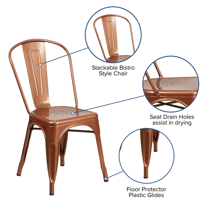 Copper Metal Stacking Dining Chair