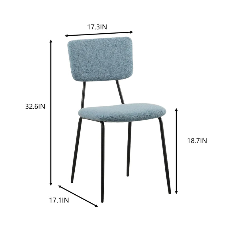 Modern Faux Plush Upholstered Dining Chair - Blue