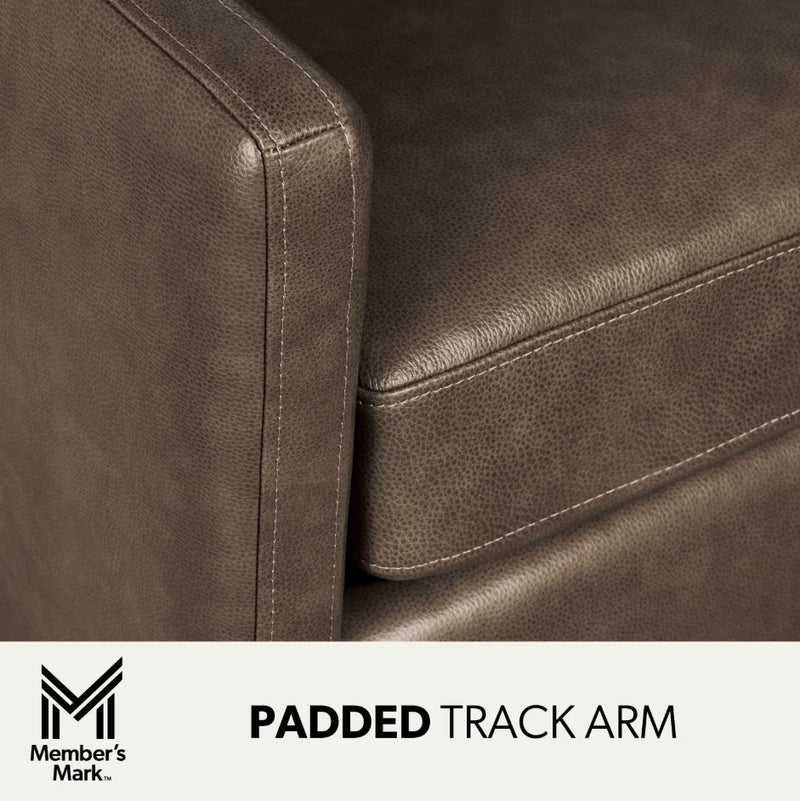 Modern Classic Leather Swivel Chair - Mushroom