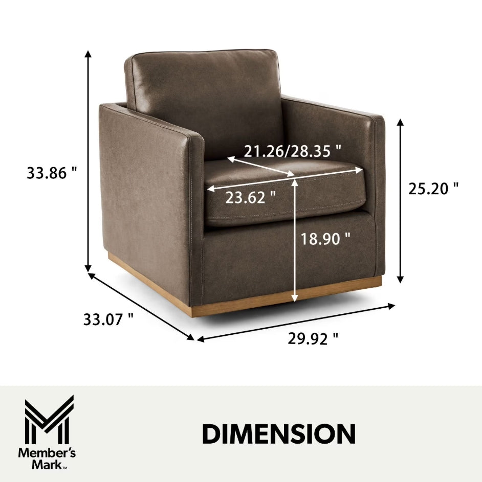 Modern Classic Leather Swivel Chair - Mushroom
