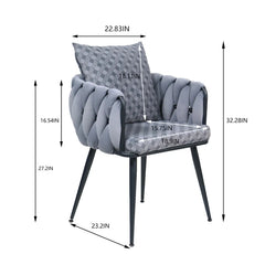 Modern Velvet Dining Chairs - Gray (Set of 2)