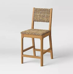 Castine Wood Counter Height Barstool with Woven Seat and Back - Natural