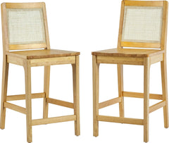 Rattan Back Solid Wood Counter Stool - Natural (Set of 2)