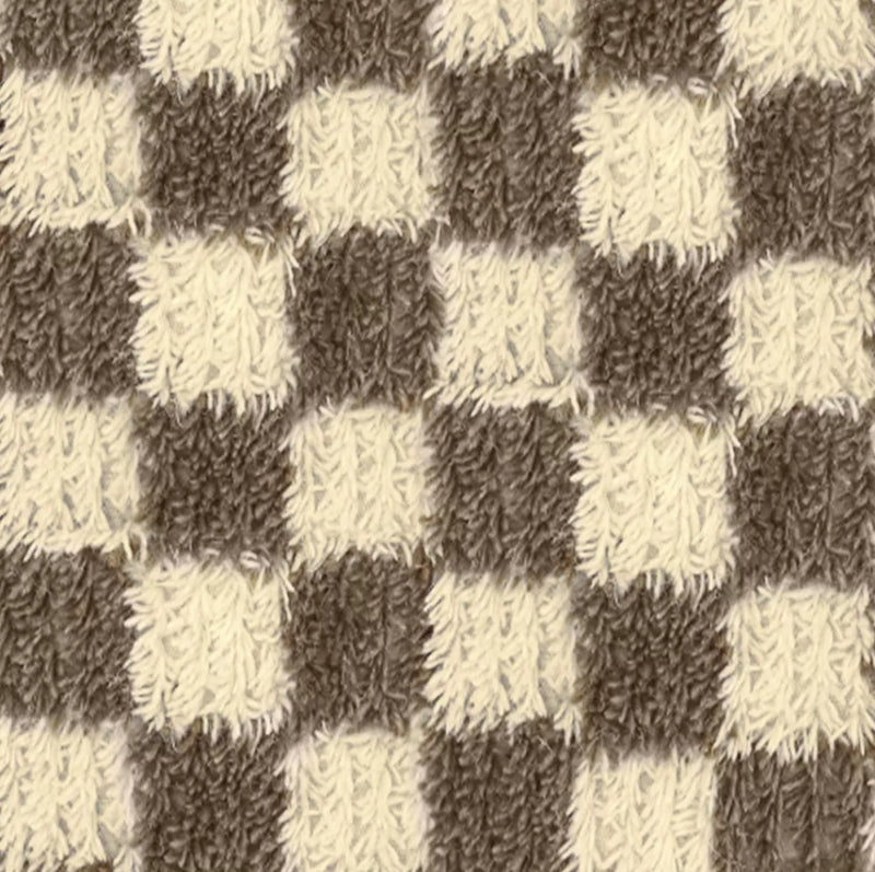 Checkerboard Pouf - Cream/Brown