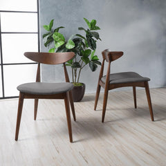 Barron Dining Chair- Light Gray/Walnut (Set of 2)