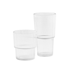 Shatterproof 12-Piece Drinkware Set Ribbed - Clear