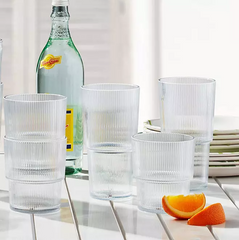 Shatterproof 12-Piece Drinkware Set Ribbed - Clear