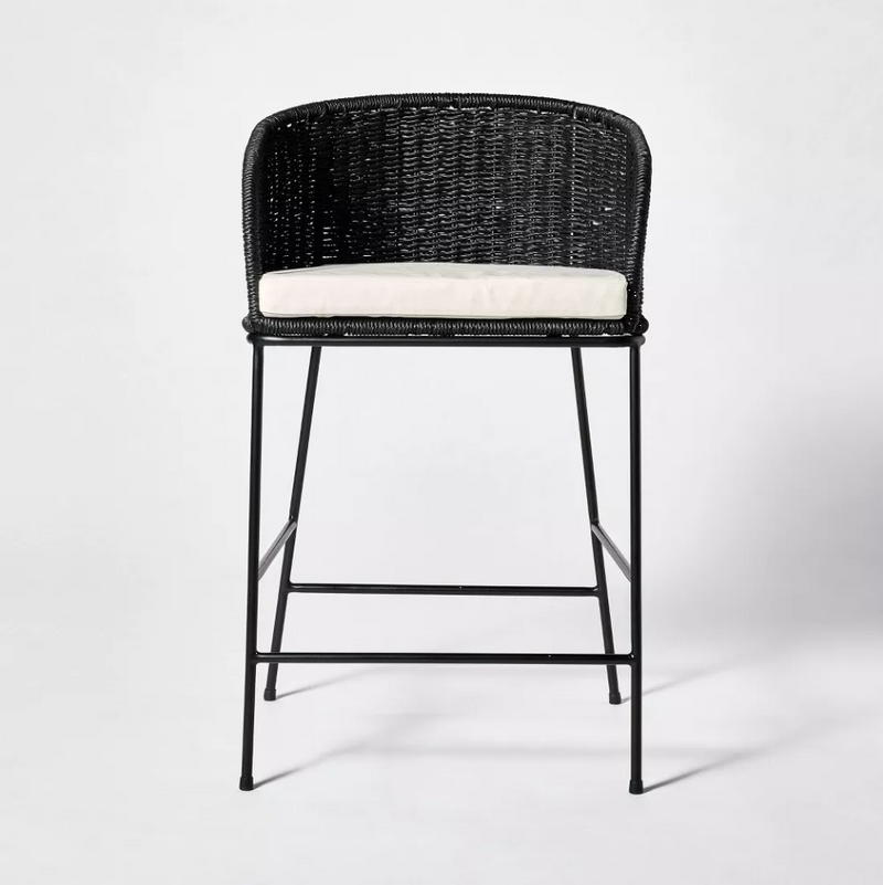 Westcliff Seagrass Counter Height Barstool - Black