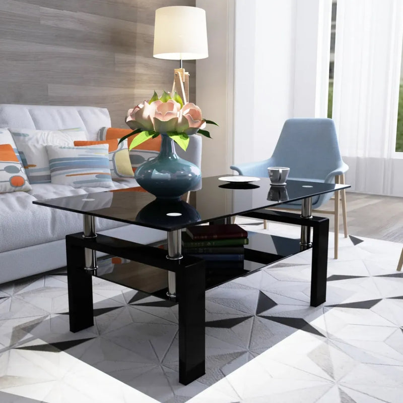 Rectangle Glass Coffee Table - Black