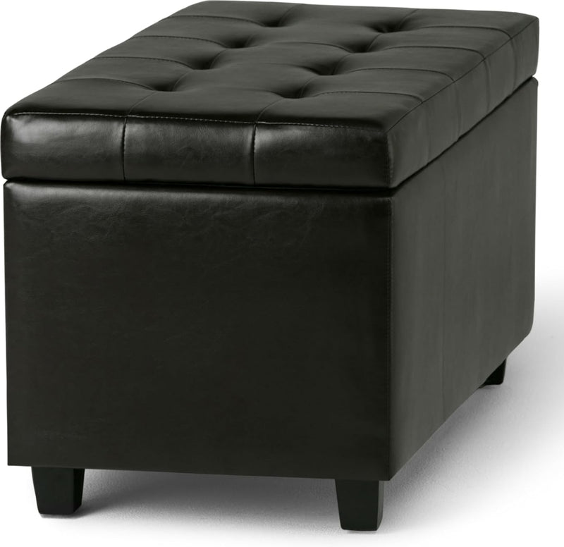 Cosmopolitan 34" Transitional Rectangle Storage Ottoman - Dark Brown